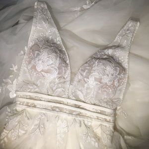 NEW - NEVER WORN Ivory Illusion Wedding Gown